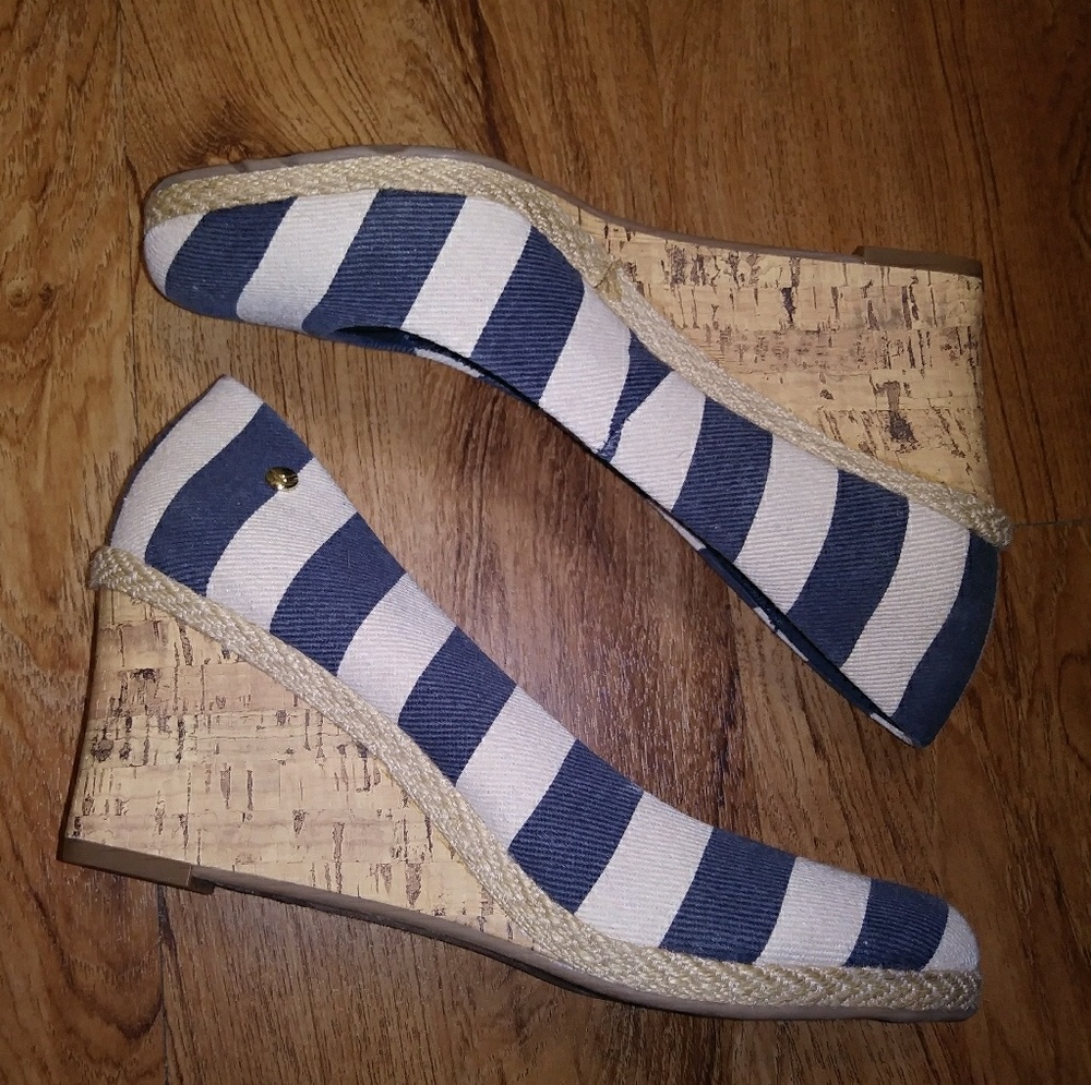 White and blue striped wedges